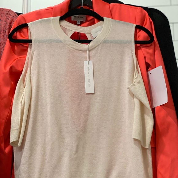 NWT Michelle Mason Cut Out Perfect Sweater Crew - Picture 2 of 7